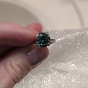 Elegant Green Gemstone Silver Ring